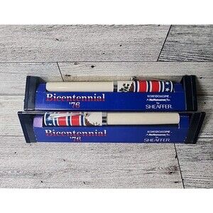 2 Bicentennial 1976 Ink Pens USA Sheaffer Kaleidoscope Vintage w/ Cases